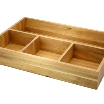Acacia Wood Divided Desktop Organizer - Multi-Compartment Storage Solution